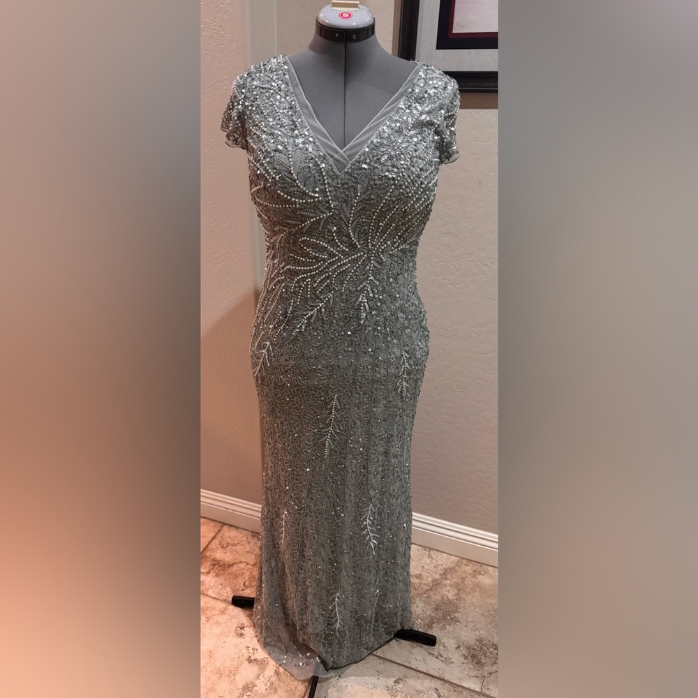 Adrianna Papell Gray Beaded Dress